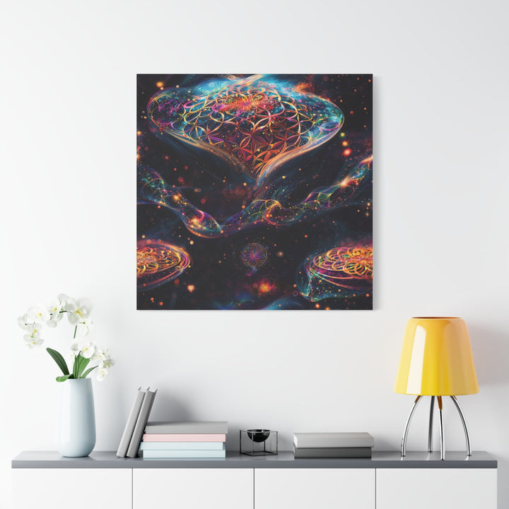 Cosmic Floral Mandala - Matte Canvas Print 1.25" - Canvas - g(0D·IO) - 36" x 36" - 1.25" -