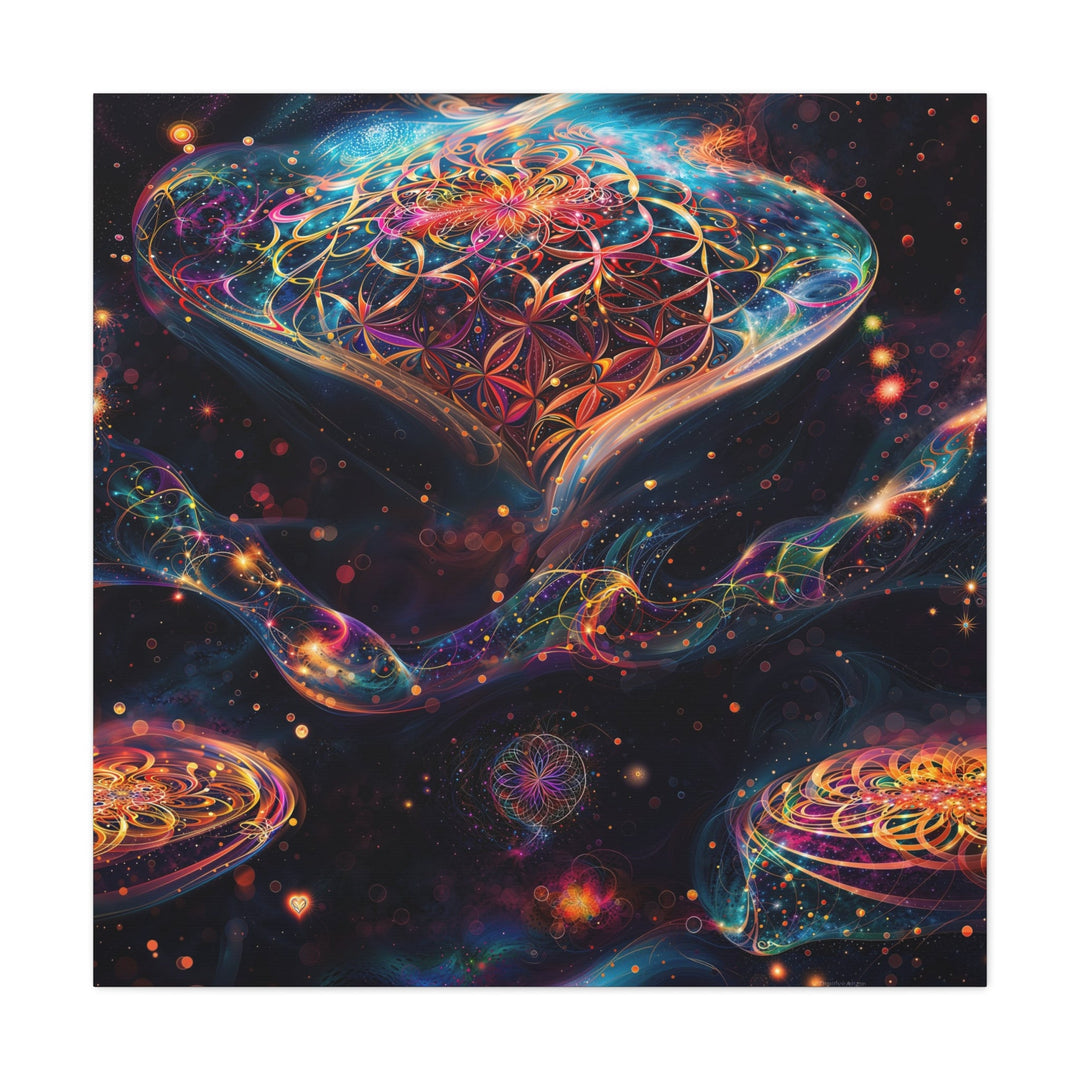 Cosmic Floral Mandala - Matte Canvas Print 1.25" - Canvas - g(0D·IO) - 36" x 36" - 1.25" -