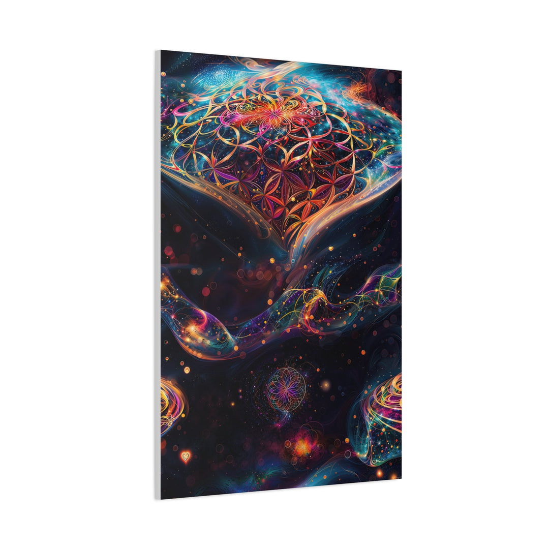 Cosmic Floral Mandala - Matte Canvas Print 1.25" - Canvas - g(0D·IO) - 36" x 36" - 1.25" -