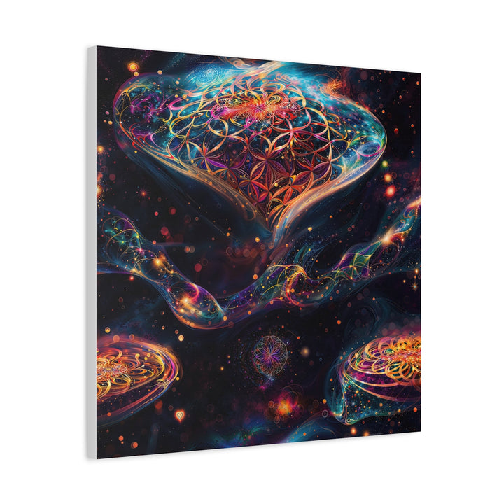 Cosmic Floral Mandala - Matte Canvas Print 1.25" - Canvas - g(0D·IO) - 36" x 36" - 1.25" -