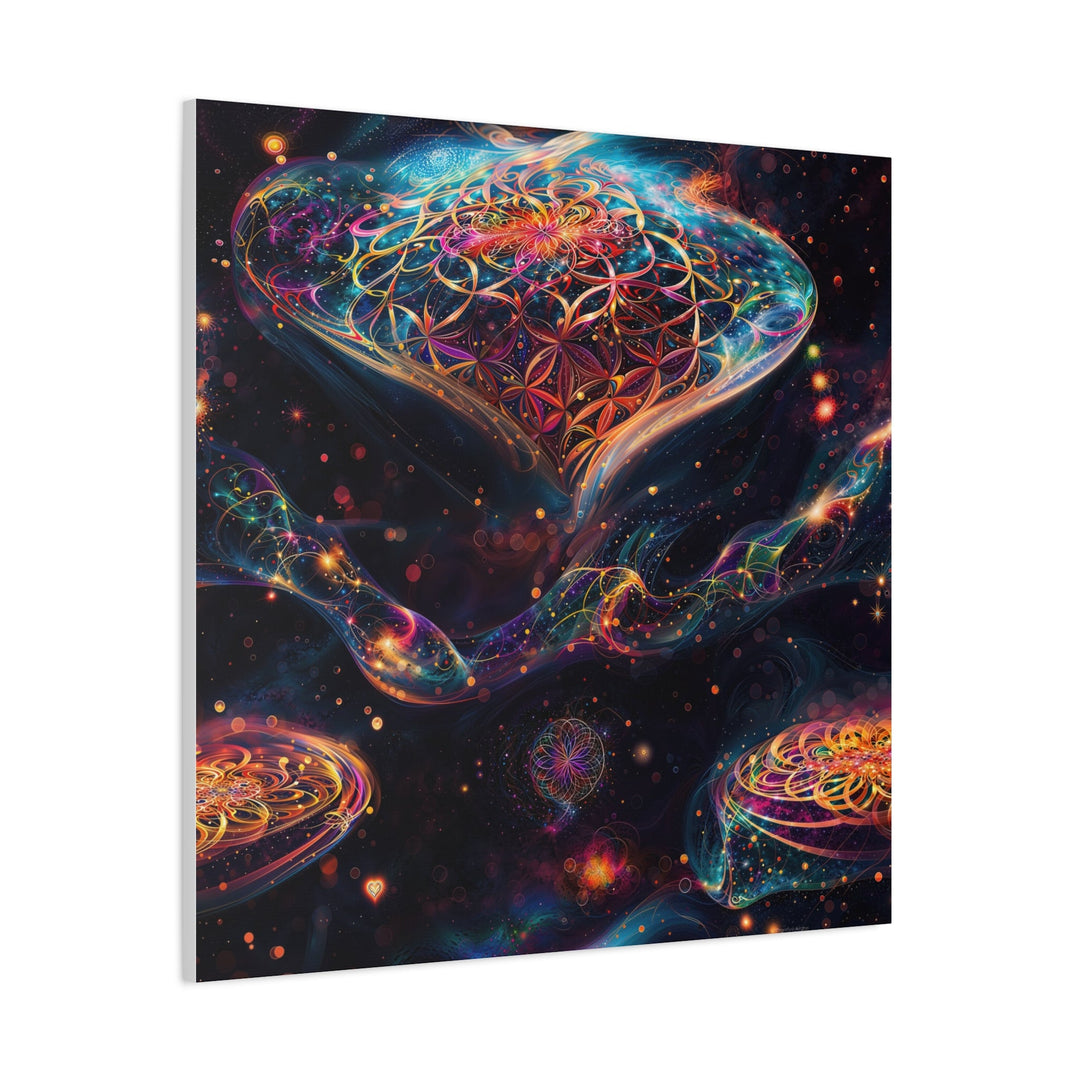 Cosmic Floral Mandala - Matte Canvas Print 1.25" - Canvas - g(0D·IO) - 36" x 36" - 1.25" -