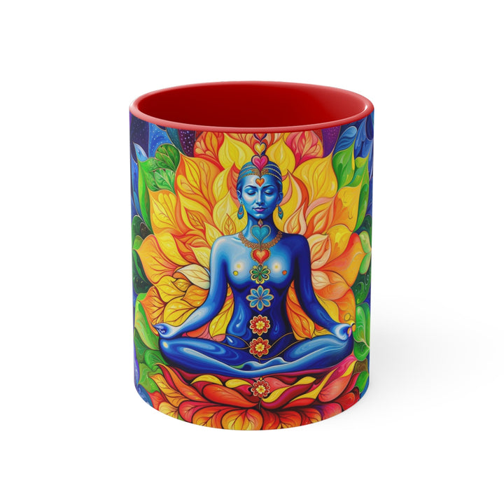 Cosmic Floral Meditation - Accent Coffee Mug - Mug - g(0D·IO) - Red - 11oz -