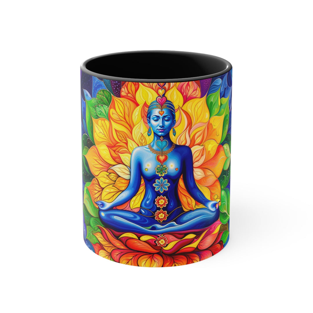 Cosmic Floral Meditation - Accent Coffee Mug - Mug - g(0D·IO) - Black - 11oz -