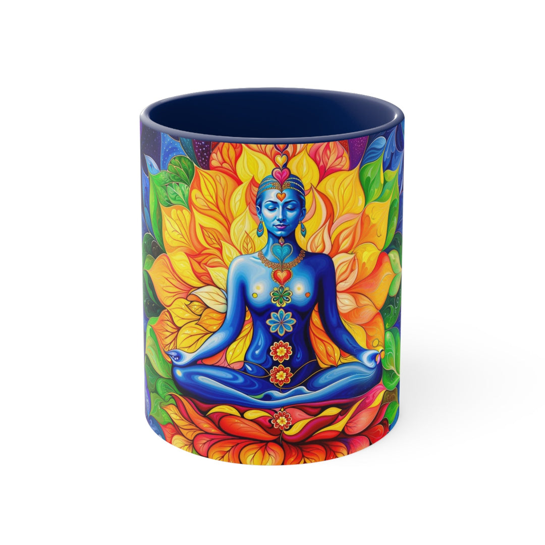 Cosmic Floral Meditation - Accent Coffee Mug - Mug - g(0D·IO) - Navy - 11oz -