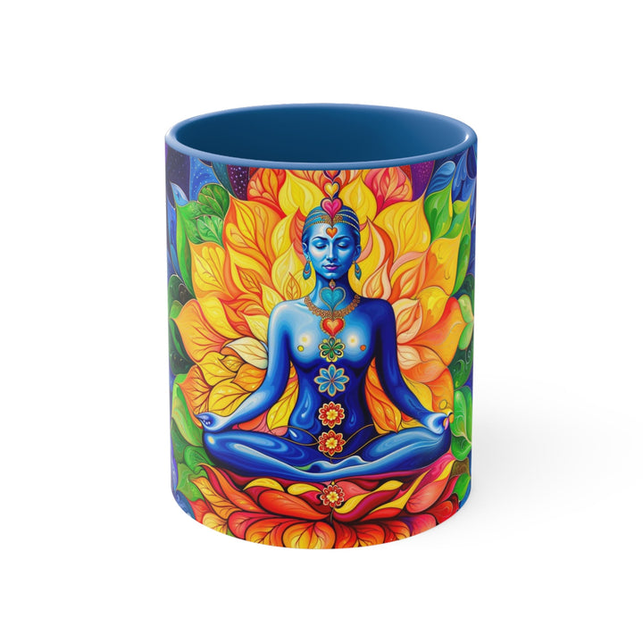 Cosmic Floral Meditation - Accent Coffee Mug - Mug - g(0D·IO) - Blue - 11oz -