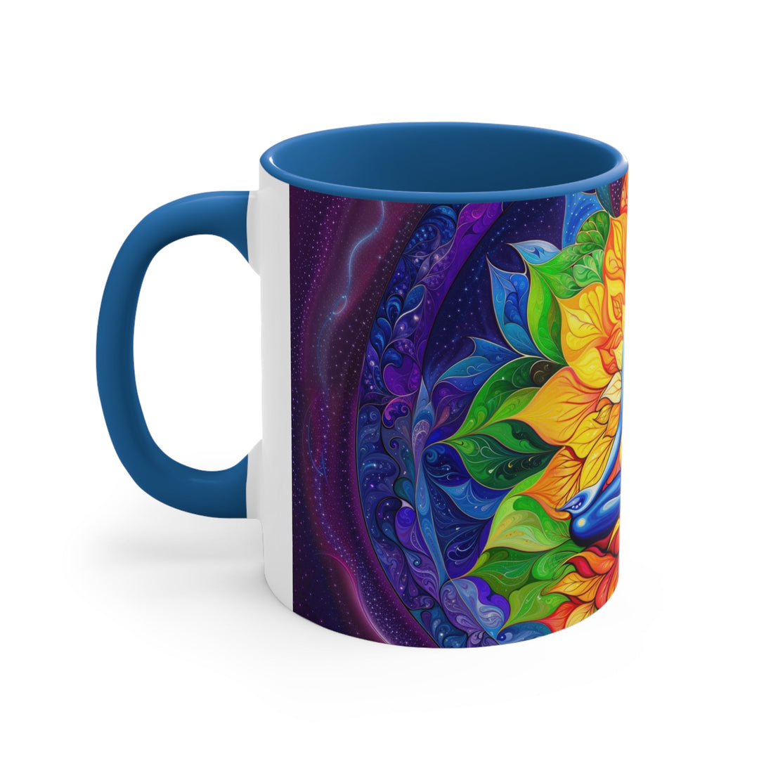 Cosmic Floral Meditation - Accent Coffee Mug - Mug - g(0D·IO) - Pink - 11oz -