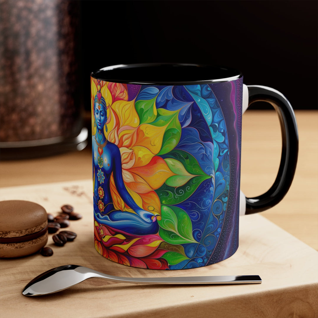 Cosmic Floral Meditation - Accent Coffee Mug - Mug - g(0D·IO) - Pink - 11oz -