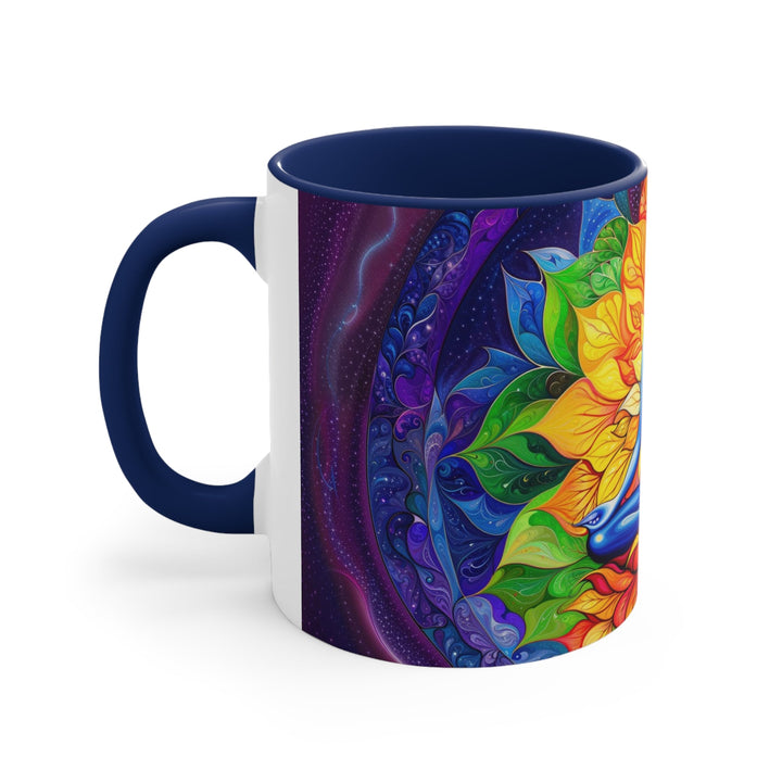 Cosmic Floral Meditation - Accent Coffee Mug - Mug - g(0D·IO) - Pink - 11oz -