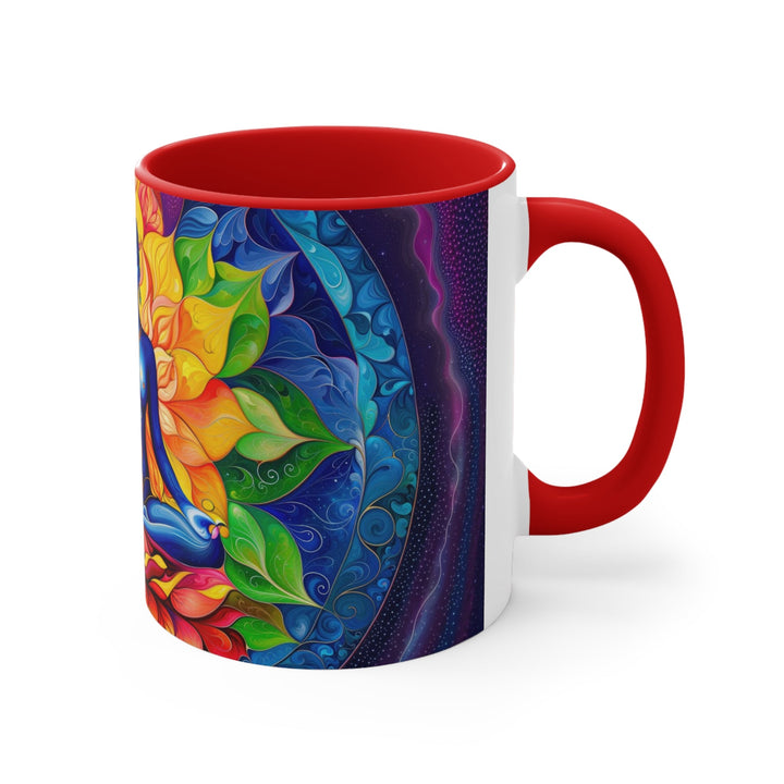 Cosmic Floral Meditation - Accent Coffee Mug - Mug - g(0D·IO) - Pink - 11oz -