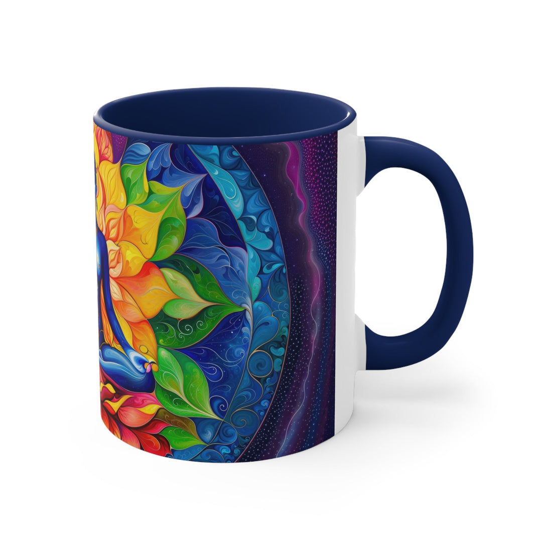 Cosmic Floral Meditation - Accent Coffee Mug - Mug - g(0D·IO) - Pink - 11oz -