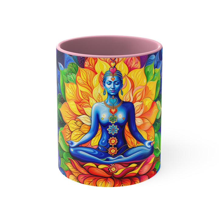 Cosmic Floral Meditation - Accent Coffee Mug - Mug - g(0D·IO) - Pink - 11oz -