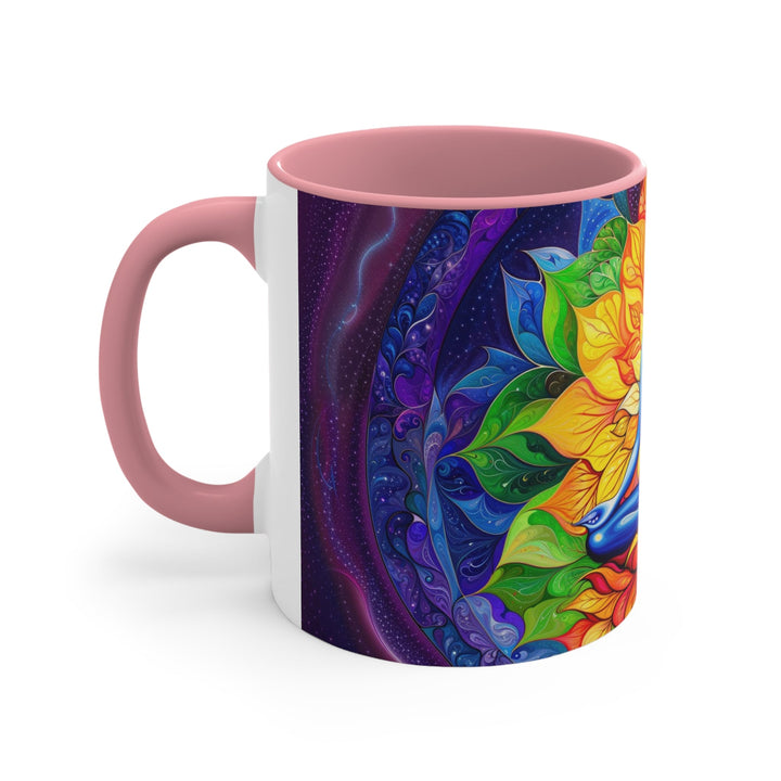 Cosmic Floral Meditation - Accent Coffee Mug - Mug - g(0D·IO) - Pink - 11oz -