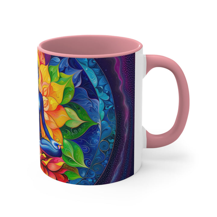 Cosmic Floral Meditation - Accent Coffee Mug - Mug - g(0D·IO) - Pink - 11oz -