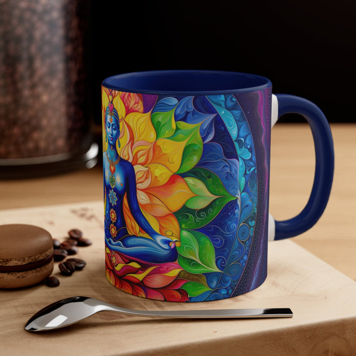 Cosmic Floral Meditation - Accent Coffee Mug - Mug - g(0D·IO) - Pink - 11oz -