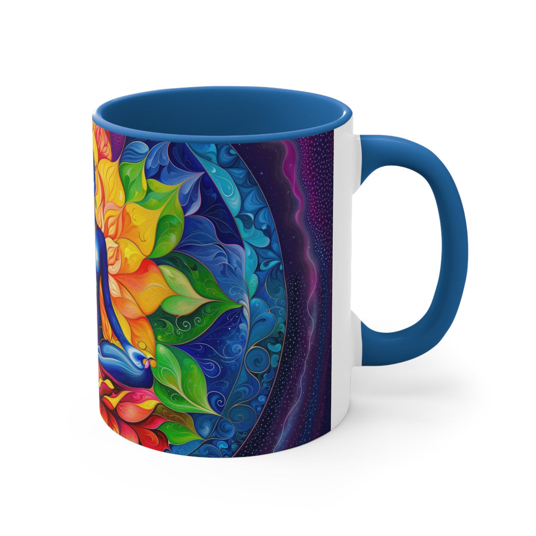 Cosmic Floral Meditation - Accent Coffee Mug - Mug - g(0D·IO) - Pink - 11oz -