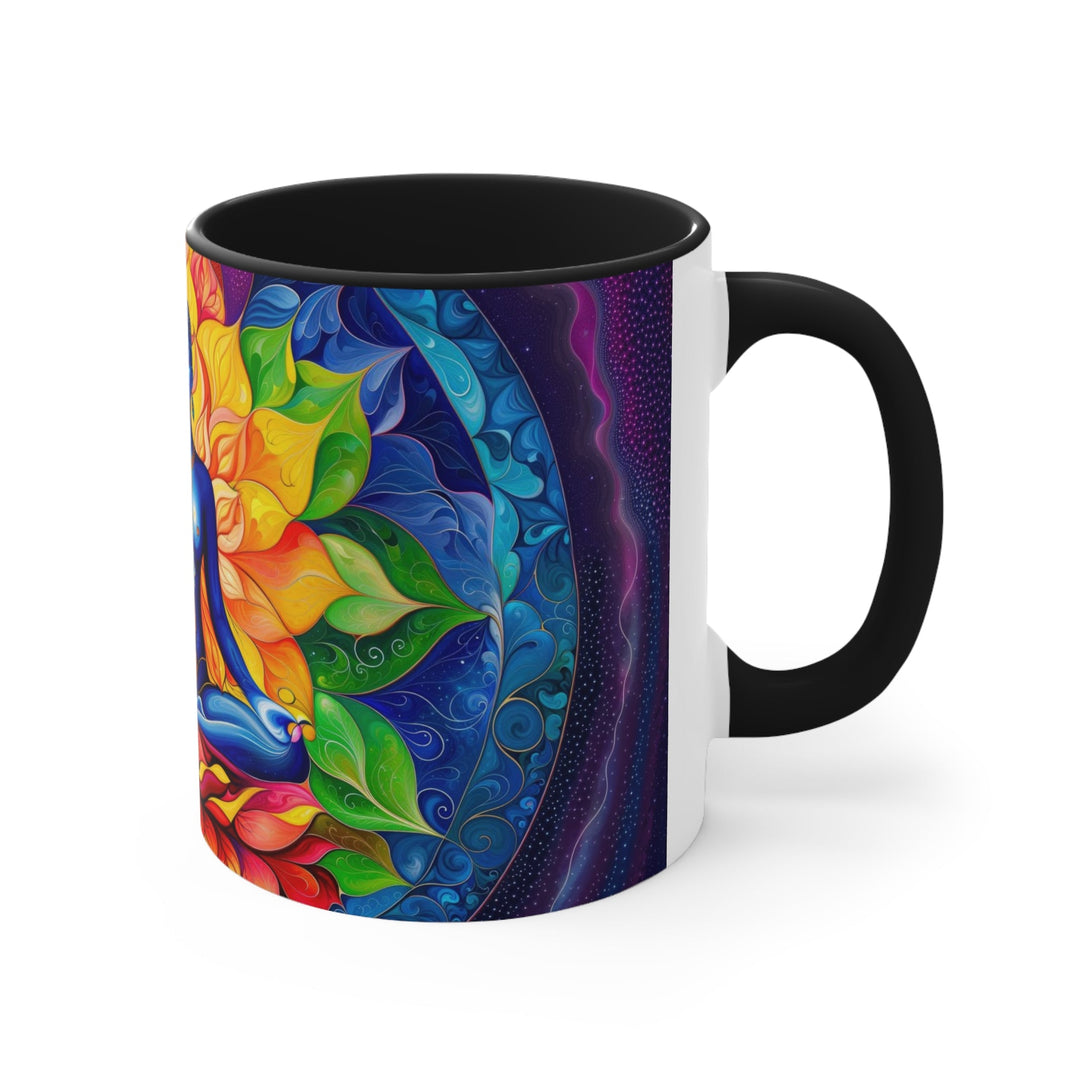 Cosmic Floral Meditation - Accent Coffee Mug - Mug - g(0D·IO) - Pink - 11oz -