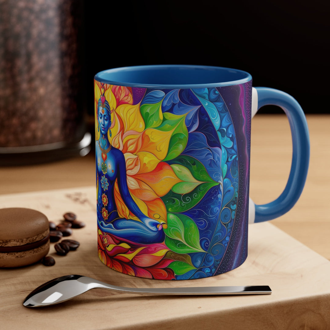 Cosmic Floral Meditation - Accent Coffee Mug - Mug - g(0D·IO) - Pink - 11oz -