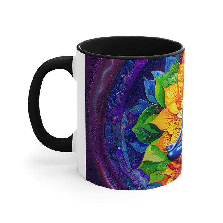 Cosmic Floral Meditation - Accent Coffee Mug - Mug - g(0D·IO) - Pink - 11oz -