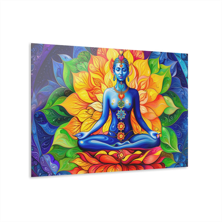Cosmic Floral Meditation - Acrylic Prints (French Cleat Hanging) - Home Decor - g(0D·IO) - 36" x 24" (Horizontal) - 0.25'' -