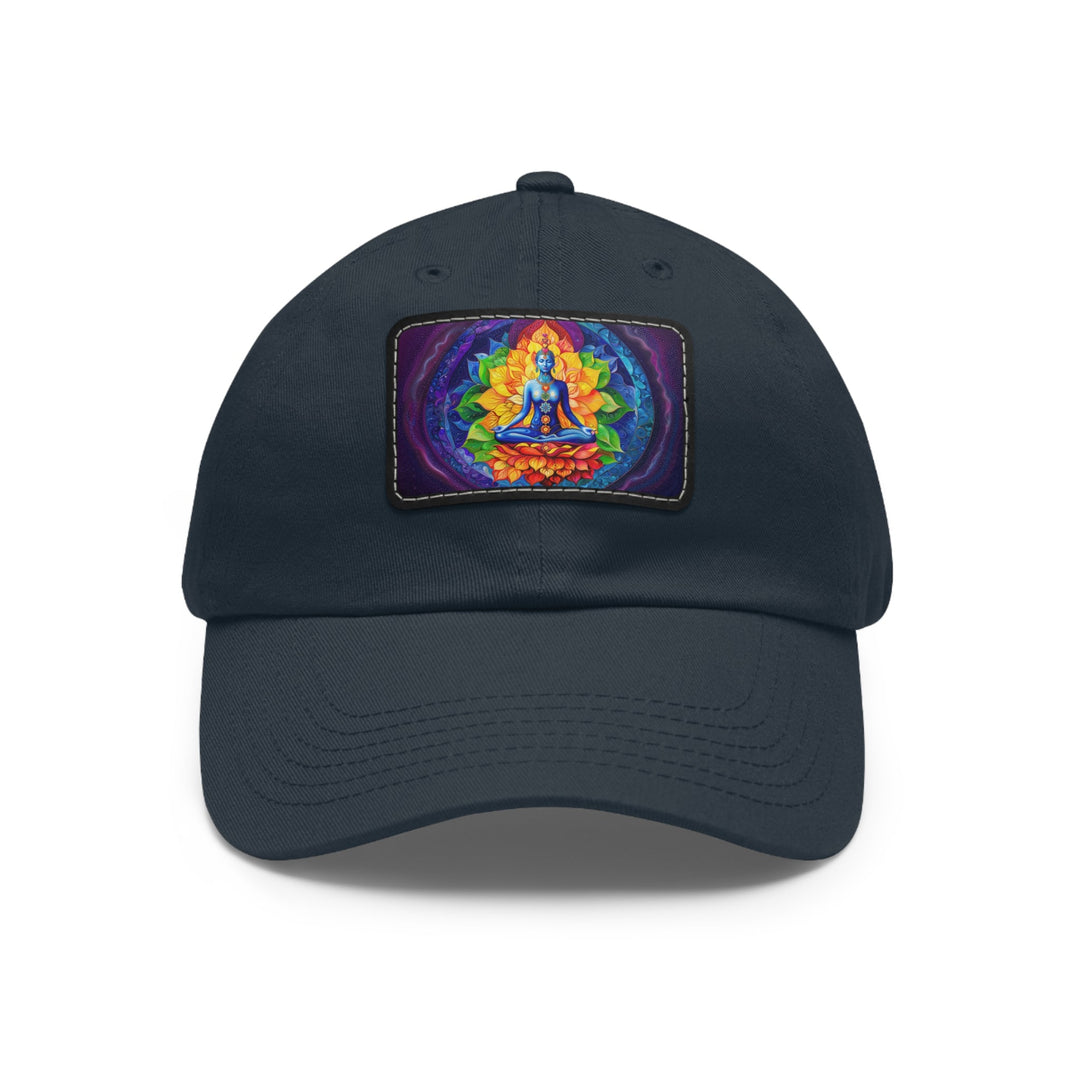 Cosmic Floral Meditation - Dad Hat - Hats - g(0D·IO) - Navy / Black patch - Rectangle - One size