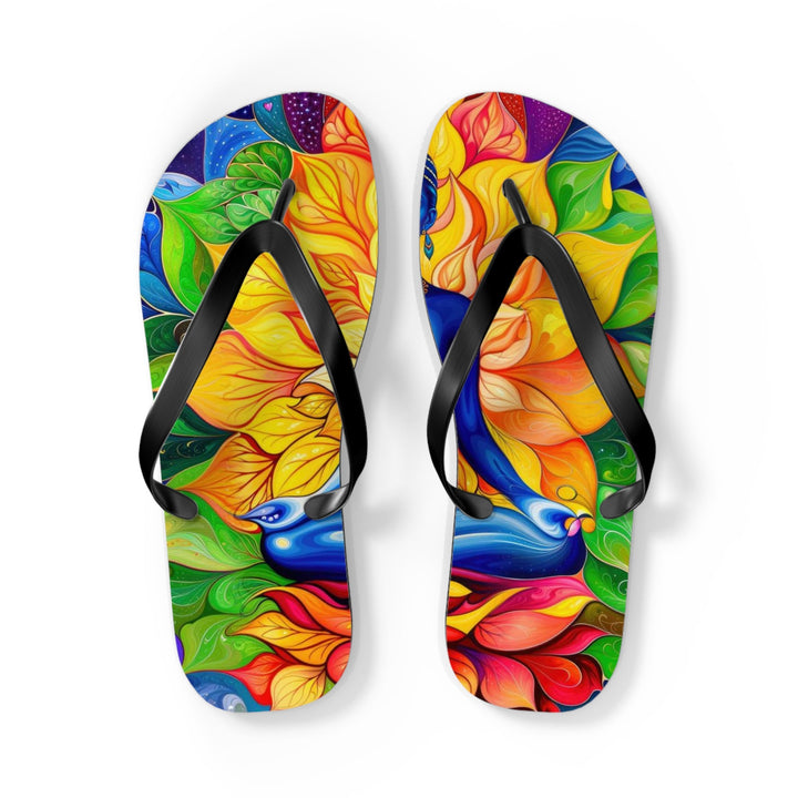 Cosmic Floral Meditation - Flip Flops - Shoes - g(0D·IO) - L - Black sole -