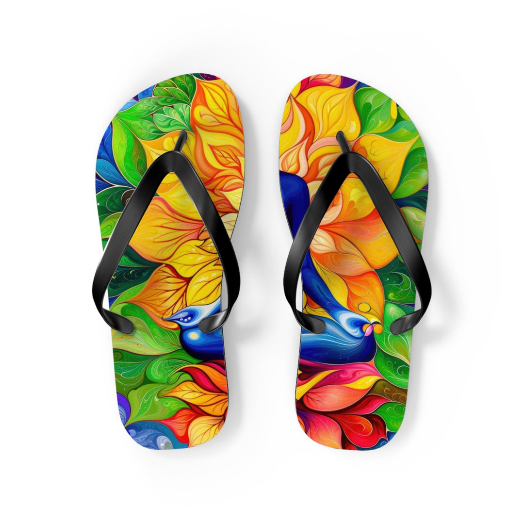 Cosmic Floral Meditation - Flip Flops - Shoes - g(0D·IO) - M - Black sole -