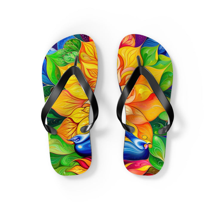 Cosmic Floral Meditation - Flip Flops - Shoes - g(0D·IO) - S - Black sole -