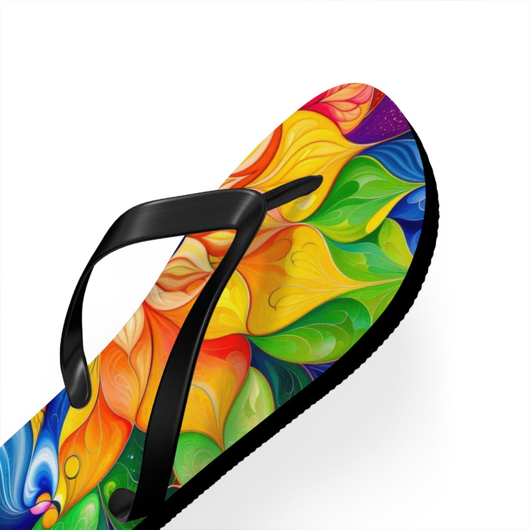 Cosmic Floral Meditation - Flip Flops - Shoes - g(0D·IO) - XL - Black sole -