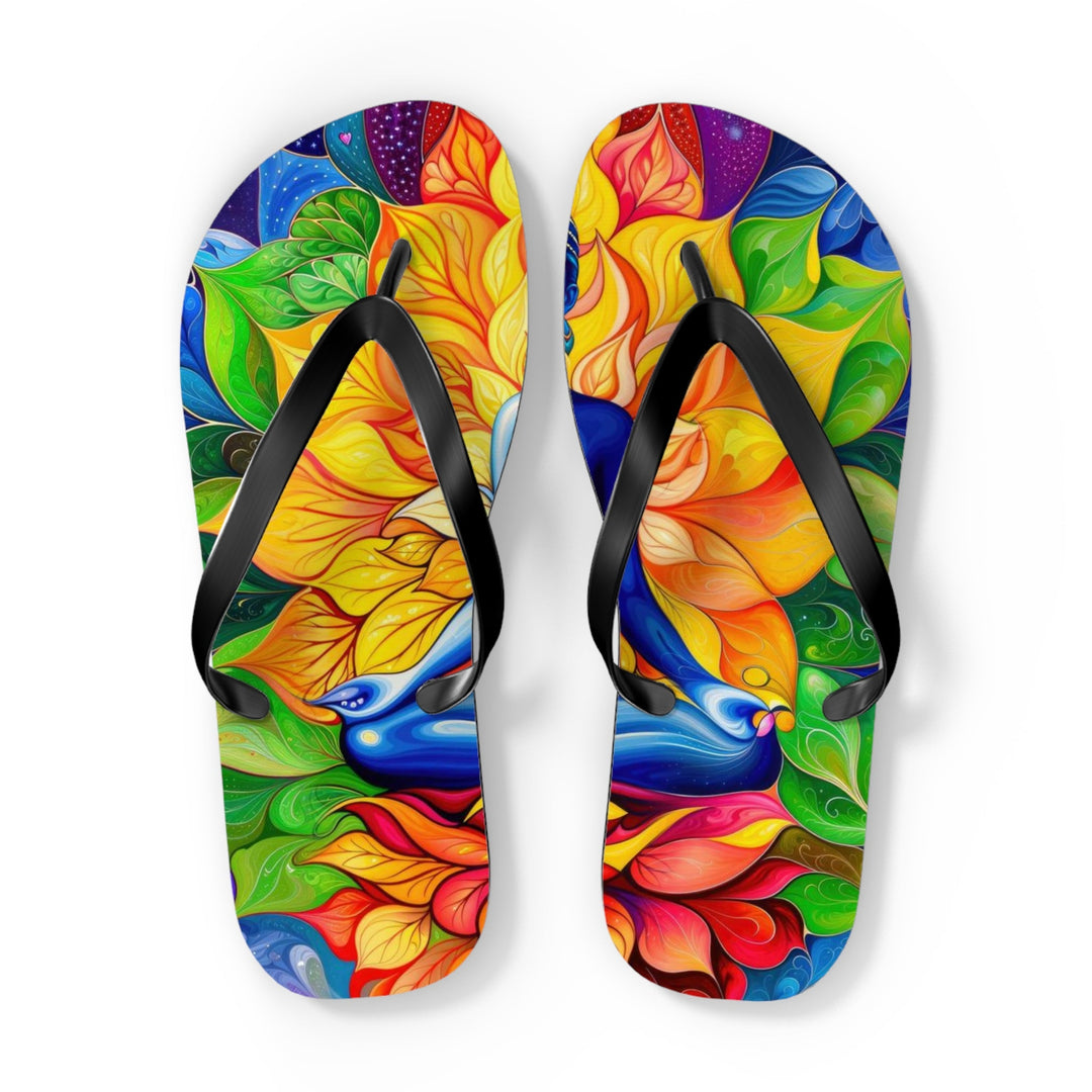 Cosmic Floral Meditation - Flip Flops - Shoes - g(0D·IO) - XL - Black sole -