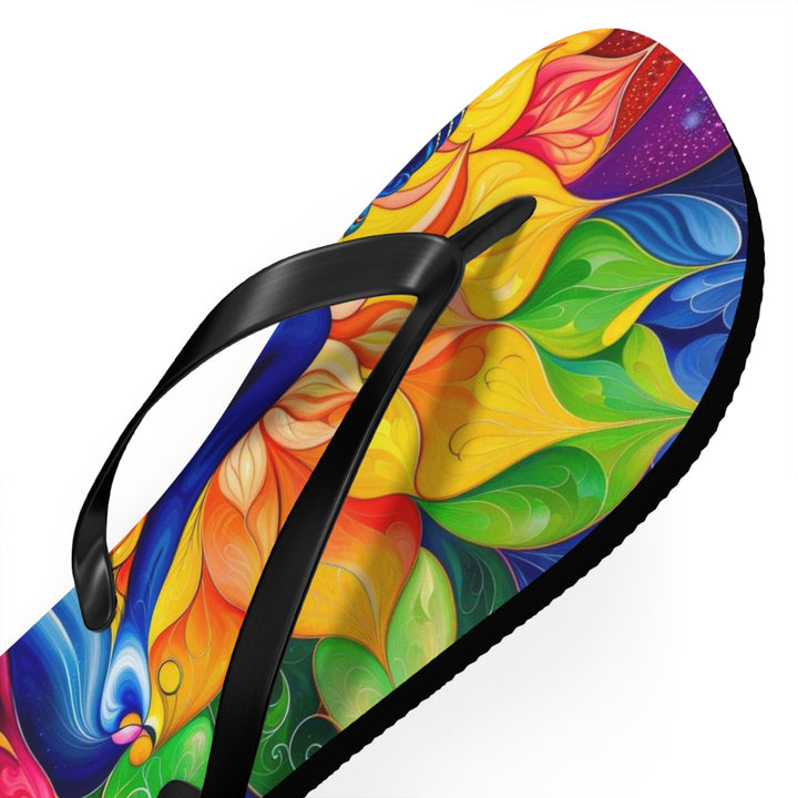 Cosmic Floral Meditation - Flip Flops - Shoes - g(0D·IO) - XL - Black sole -