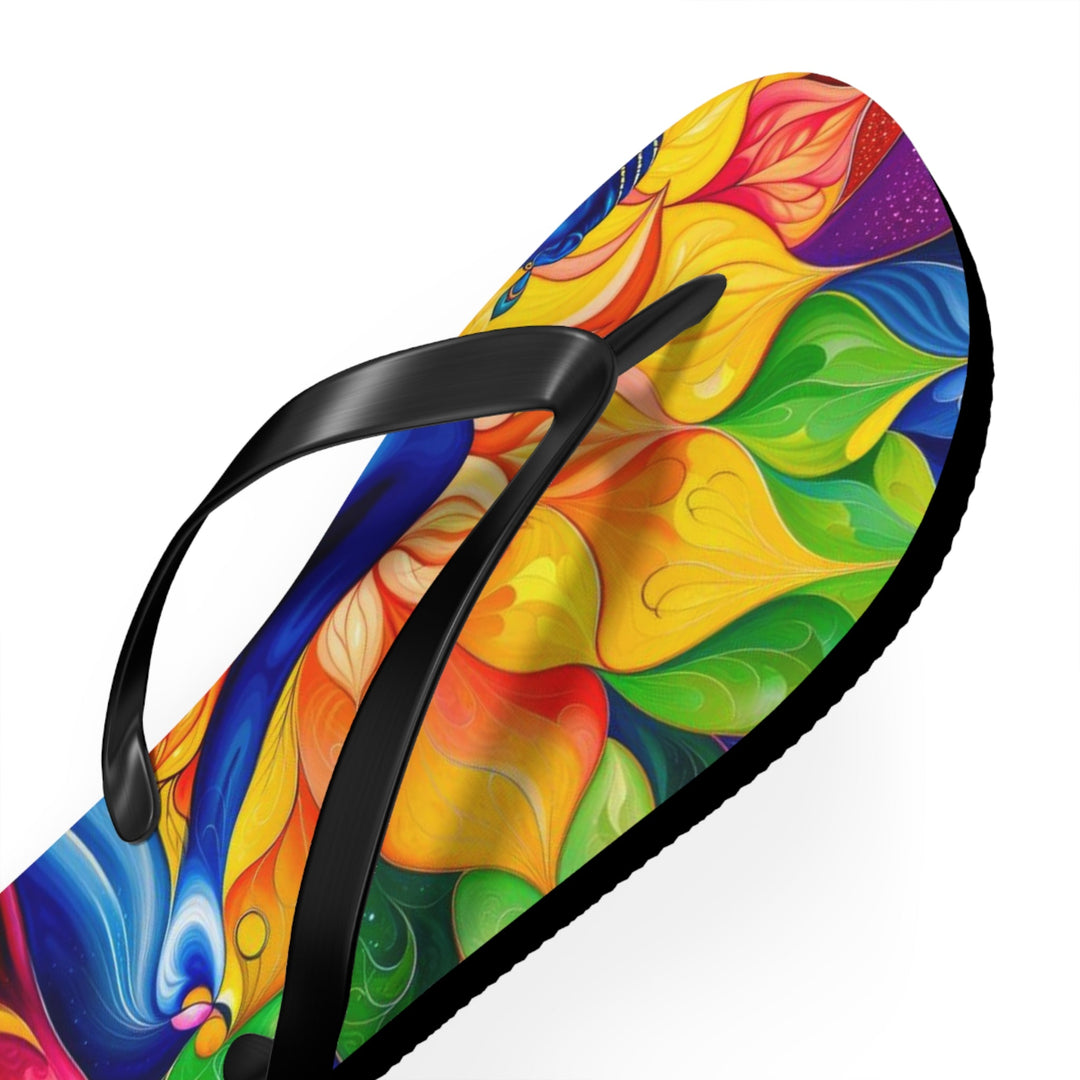 Cosmic Floral Meditation - Flip Flops - Shoes - g(0D·IO) - XL - Black sole -