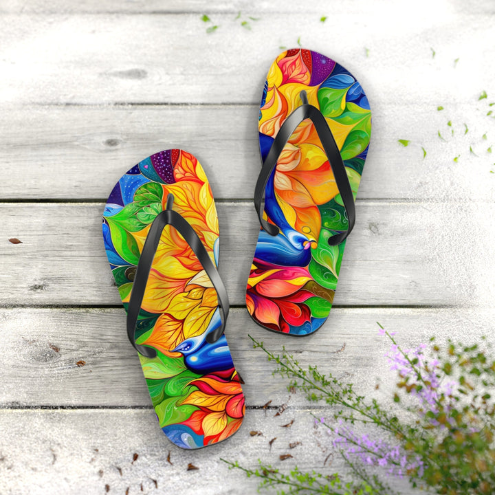 Cosmic Floral Meditation - Flip Flops - Shoes - g(0D·IO) - XL - Black sole -