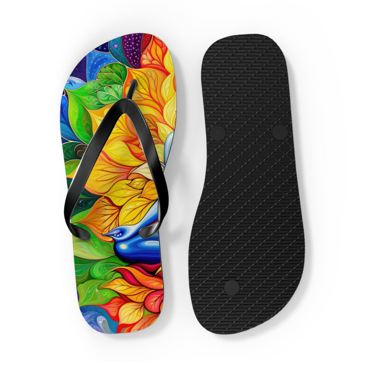 Cosmic Floral Meditation - Flip Flops - Shoes - g(0D·IO) - XL - Black sole -