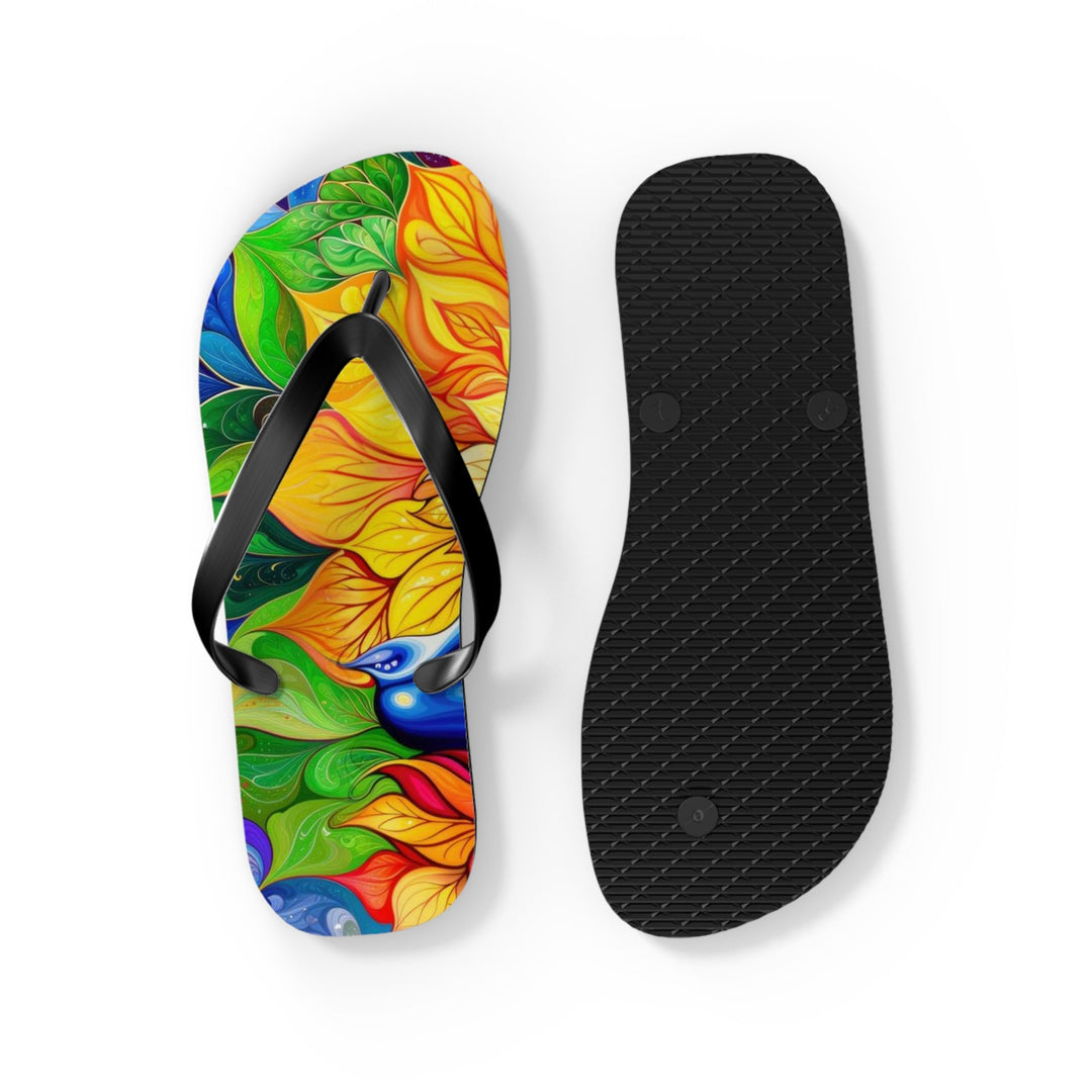 Cosmic Floral Meditation - Flip Flops - Shoes - g(0D·IO) - XL - Black sole -