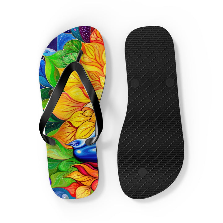 Cosmic Floral Meditation - Flip Flops - Shoes - g(0D·IO) - XL - Black sole -