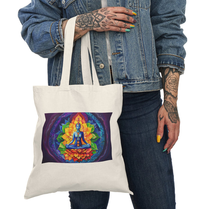 Cosmic Floral Meditation - Natural Tote Bag - Bags - g(0D·IO) - 15" x 16" - Natural -