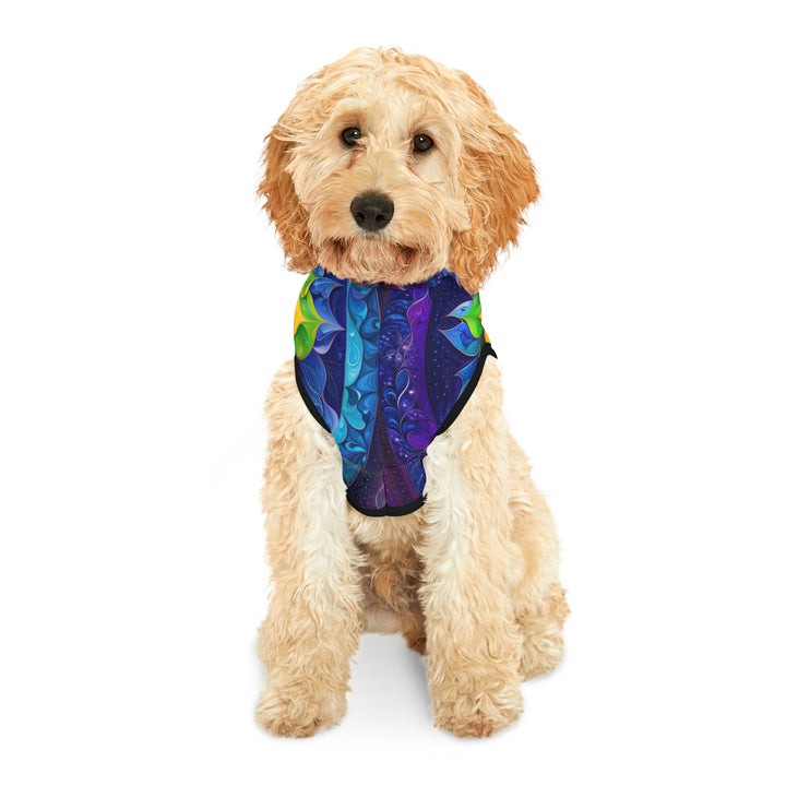 Cosmic Floral Meditation - Pet Hoodie - Pets - g(0D·IO) - XXS - Black Rib -