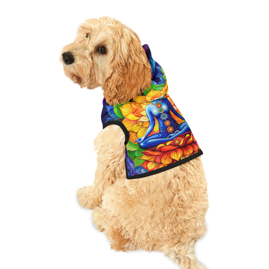 Cosmic Floral Meditation - Pet Hoodie - Pets - g(0D·IO) - XXS - Black Rib -