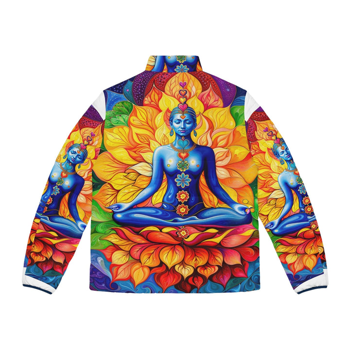 Cosmic Floral Meditation - Puffer Jacket - All Over Prints - g(0D·IO) - S - Black zipper -