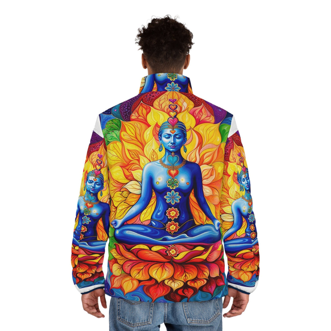 Cosmic Floral Meditation - Puffer Jacket - All Over Prints - g(0D·IO) - S - Black zipper -