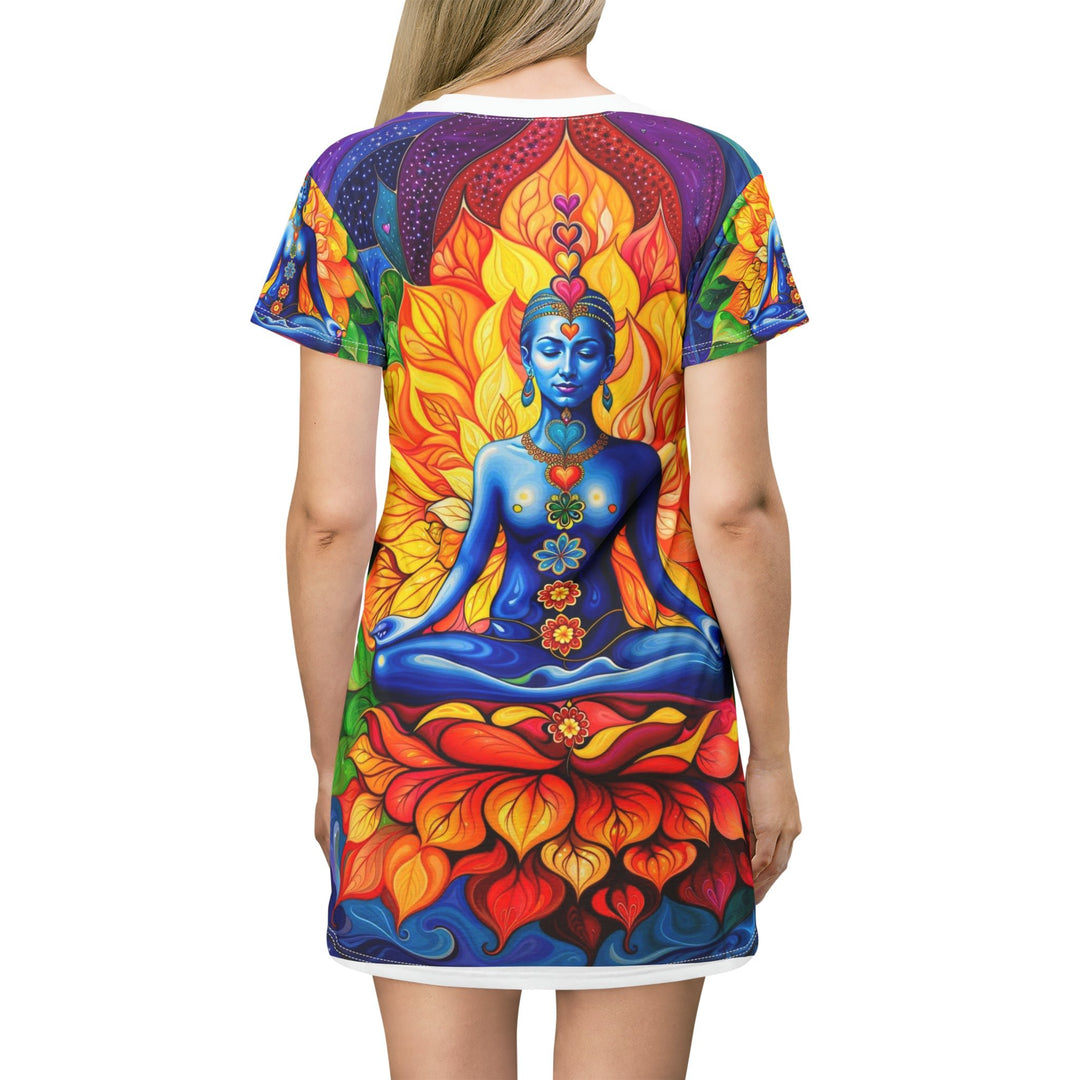 Cosmic Floral Meditation - T-Shirt Dress - All Over Prints - g(0D·IO) - XS - -