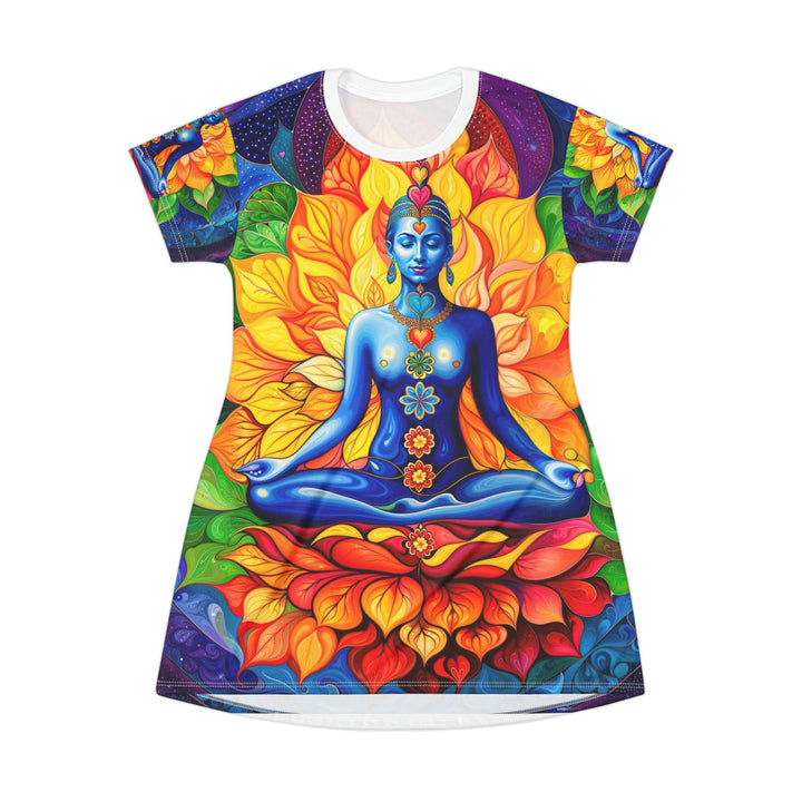 Cosmic Floral Meditation - T-Shirt Dress - All Over Prints - g(0D·IO) - XS - -