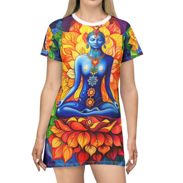 Cosmic Floral Meditation - T-Shirt Dress - All Over Prints - g(0D·IO) - XS - -