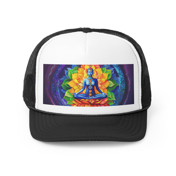 Cosmic Floral Meditation - Trucker Hat - Hats - g(0D·IO) - Black - One size -