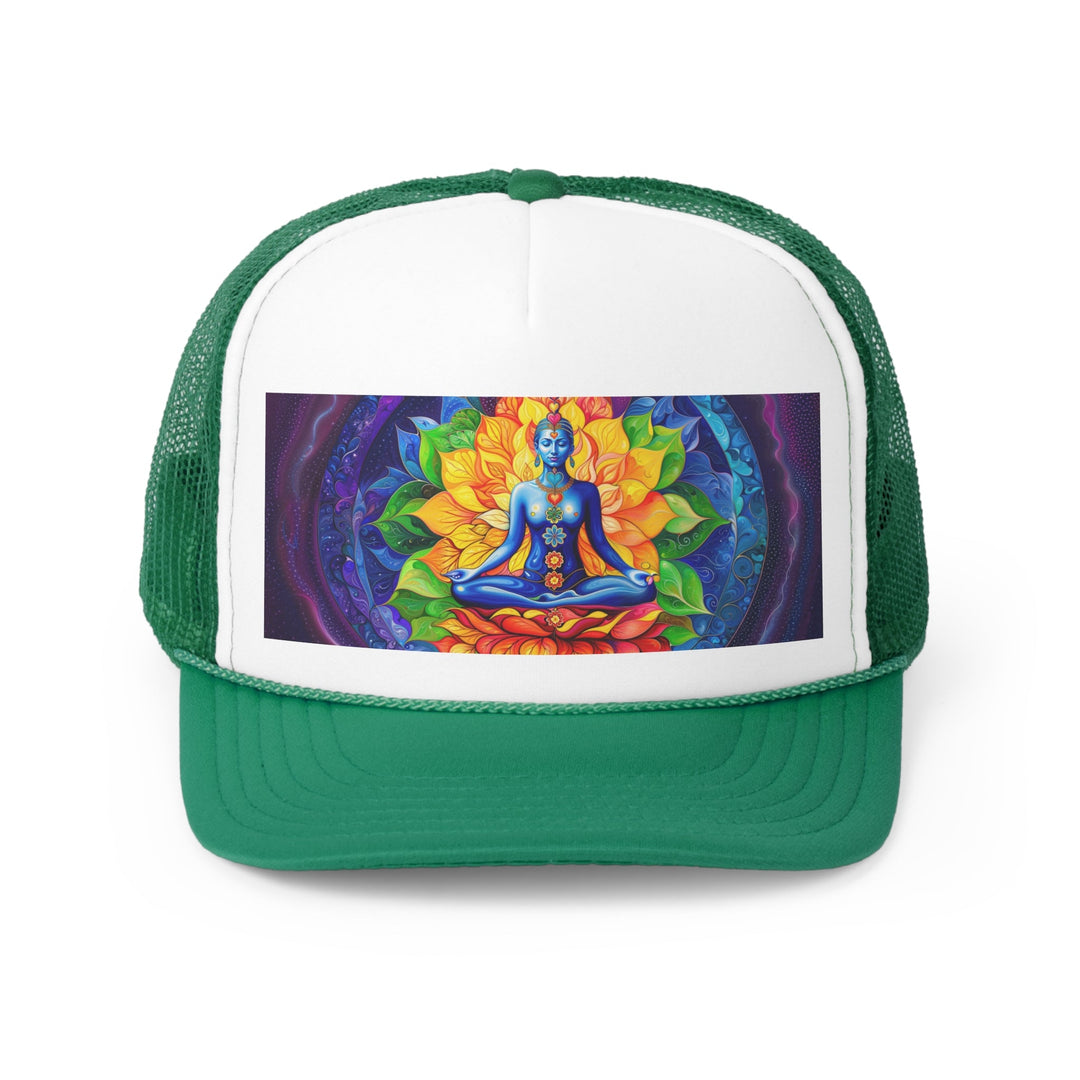 Cosmic Floral Meditation - Trucker Hat - Hats - g(0D·IO) - Green - One size -