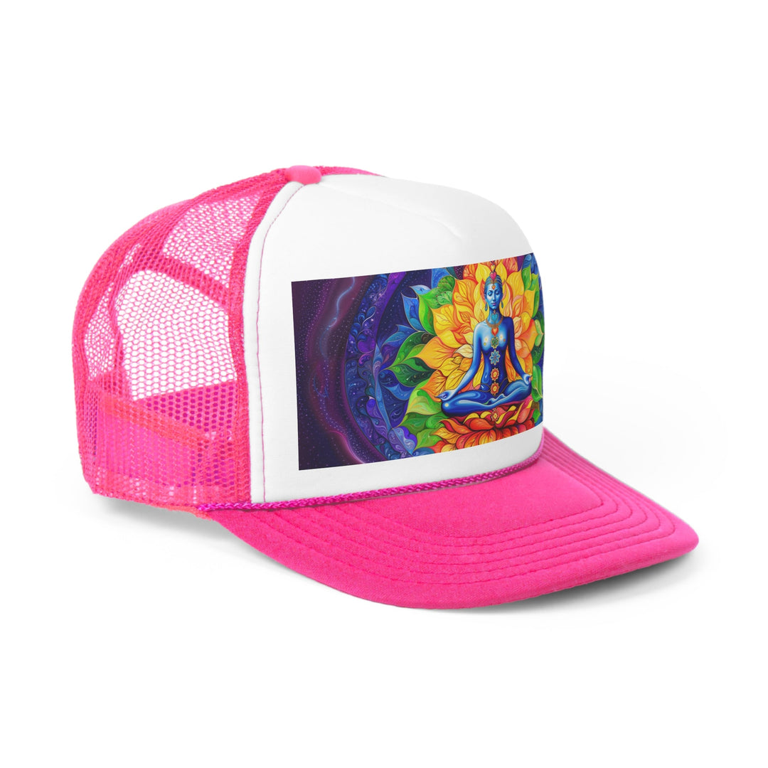 Cosmic Floral Meditation - Trucker Hat - Hats - g(0D·IO) - Pink - One size -