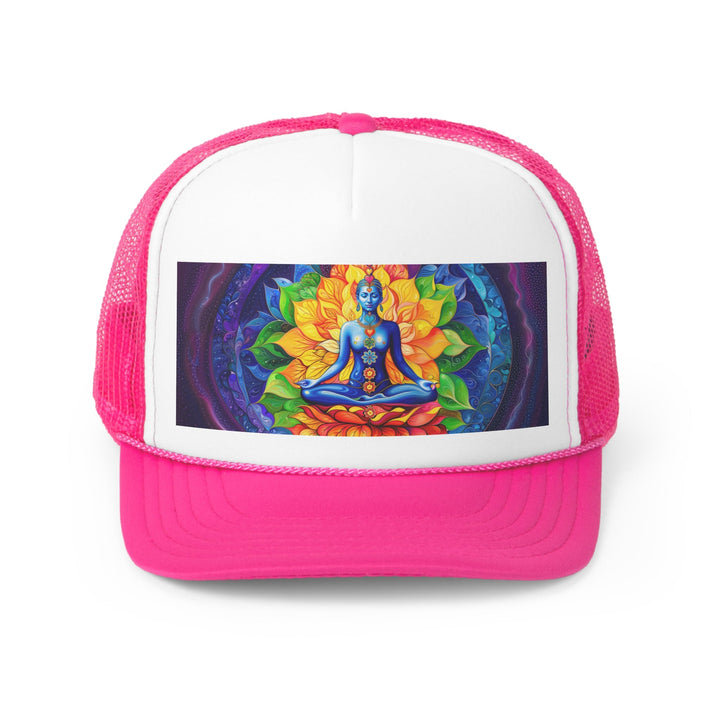 Cosmic Floral Meditation - Trucker Hat - Hats - g(0D·IO) - Pink - One size -