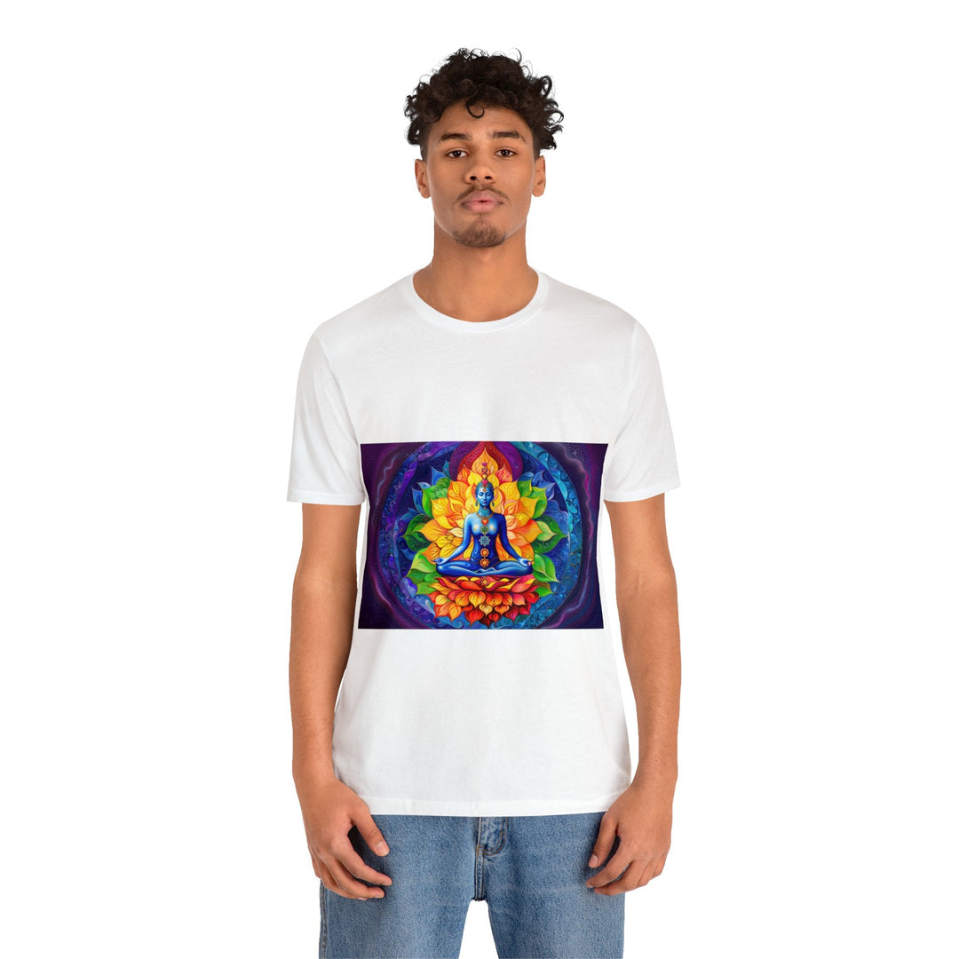 Cosmic Floral Meditation - Unisex Jersey Short Sleeve Tee - T-Shirt - g(0D·IO) - Black - S -