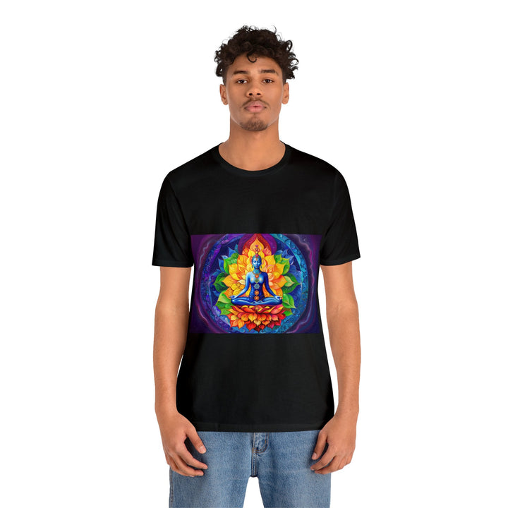 Cosmic Floral Meditation - Unisex Jersey Short Sleeve Tee - T-Shirt - g(0D·IO) - Black - S -