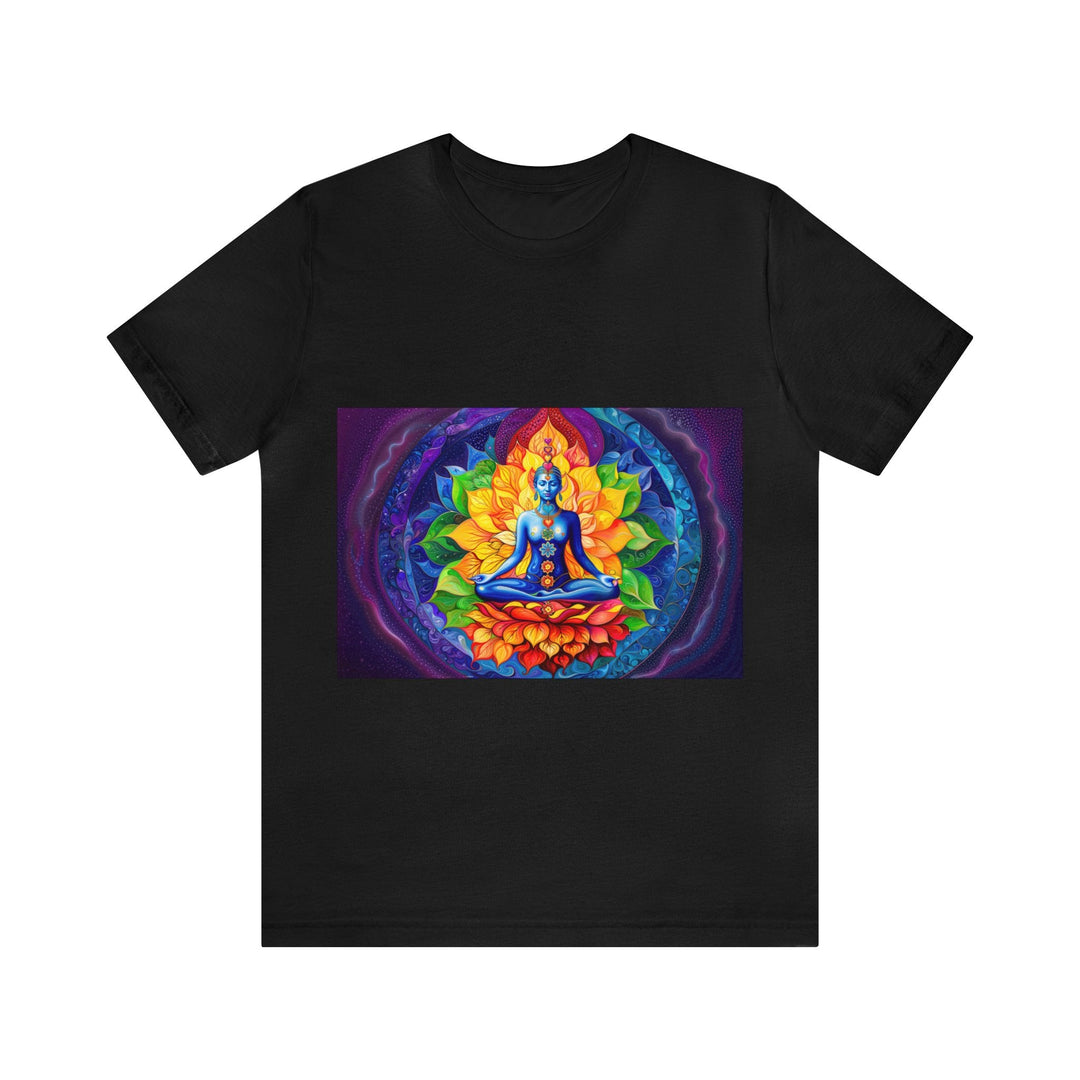 Cosmic Floral Meditation - Unisex Jersey Short Sleeve Tee - T-Shirt - g(0D·IO) - Black - S -